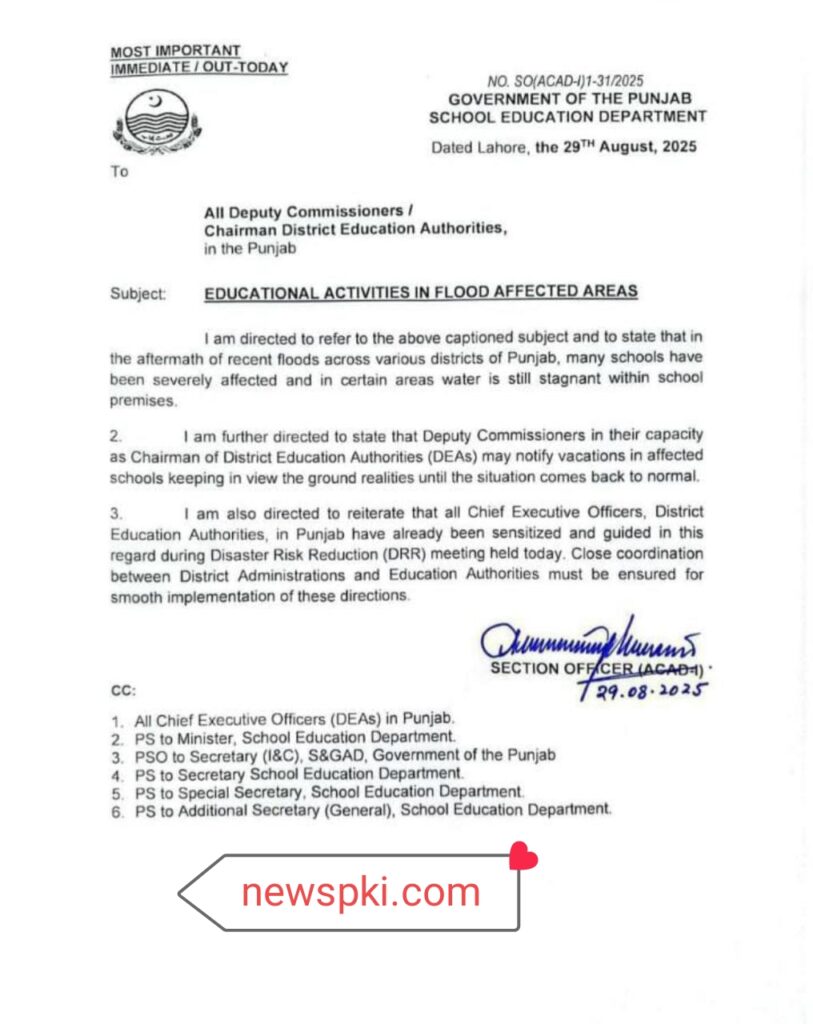 Educational Activities in Flood-Affected Areas