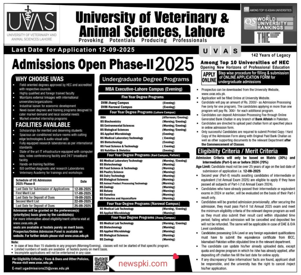 University of Veterinary & Animal Sciences (UVAS) Lahore University of Veterinary & Animal Sciences (UVAS) Lahore